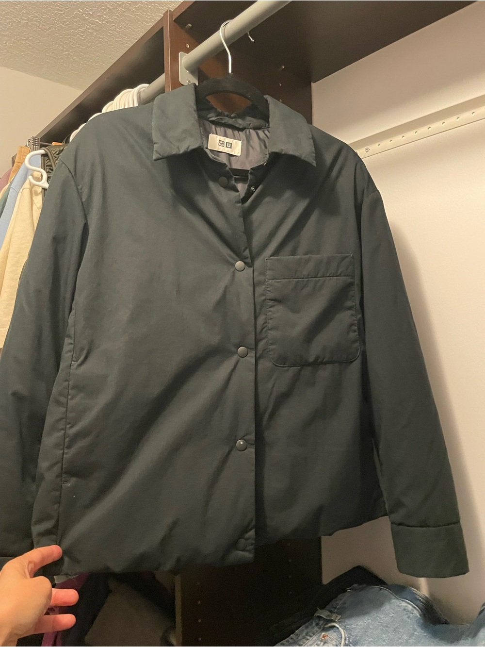 Uniqlo Black Quilted Jacket with Label Detail